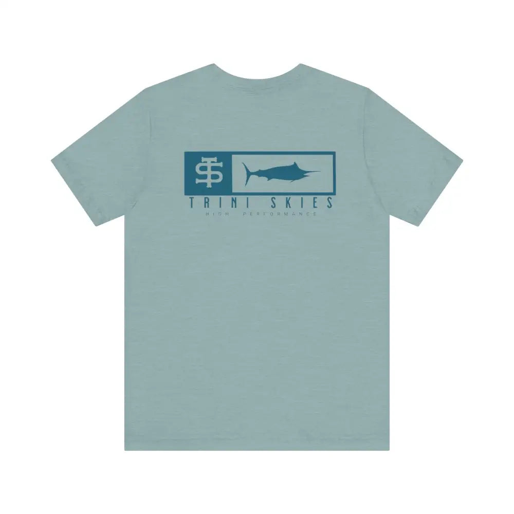 Trini skies performance fishing t-shirt with marlin graphic