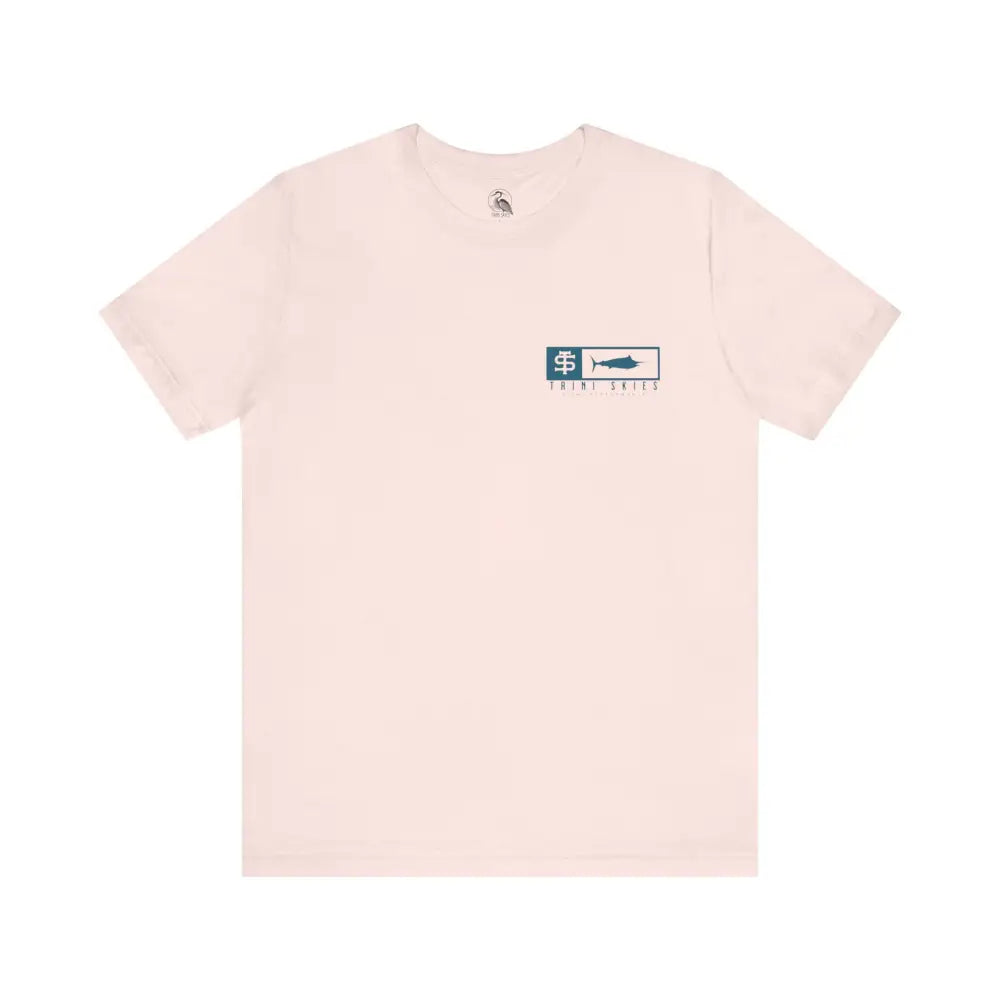 Trini skies performance fishing t-shirt in blush pink with logo