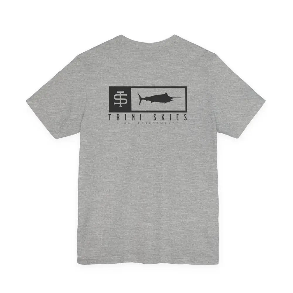 Heather gray Trini Skies performance cotton crewneck t-shirt with marlin logo