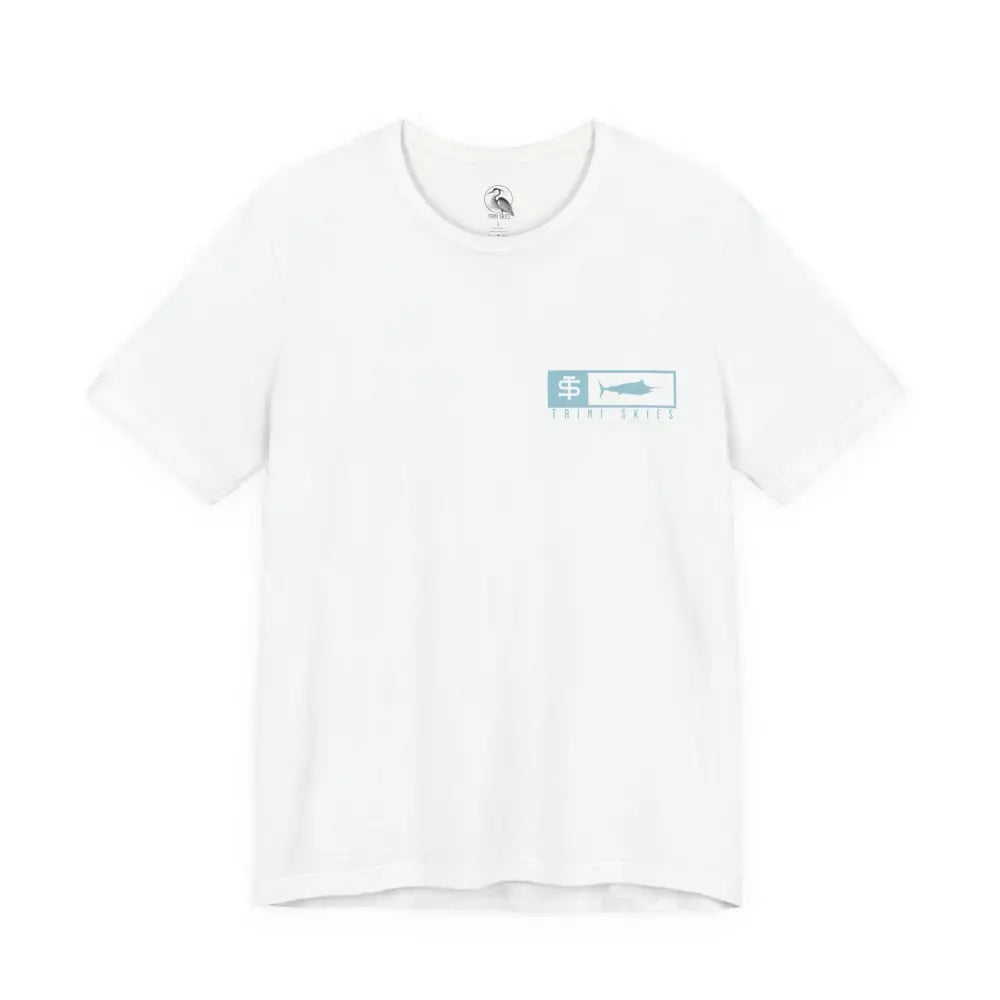 Trini Skies performance fishing t-shirt with marlin and Tiger Skies graphic