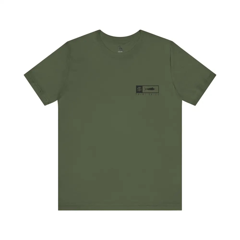 Trini skies performance cotton crewneck fishing t-shirt in olive green with fish logo