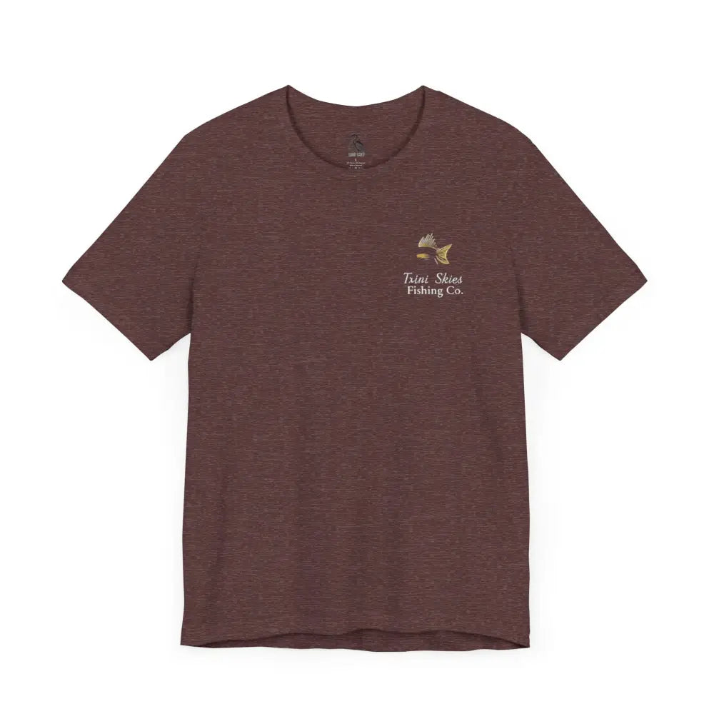 Men’s brown heathered Trini Skies Fishing short-sleeve saltwater lifestyle shirt