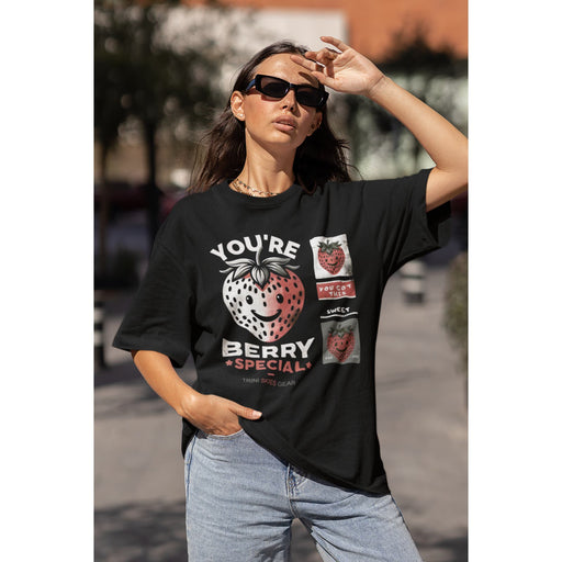 Trini Skies Stylish tees . Trendy Shirts. Chic Fashion .You're Berry Special Strawberry Graphic Short Sleeve Pullover Crewneck Tshirt