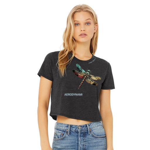 Trini Skies The Dragonfly Aerodynami Cropped Graphic Short Sleeve Pullover Crewneck Tshirt