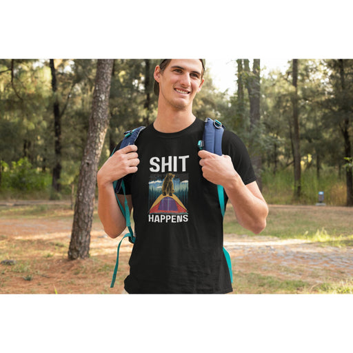 Trini Skies Things Happens Bear on Top of a Tent Graphic Short Sleeve Crewneck Tshirt