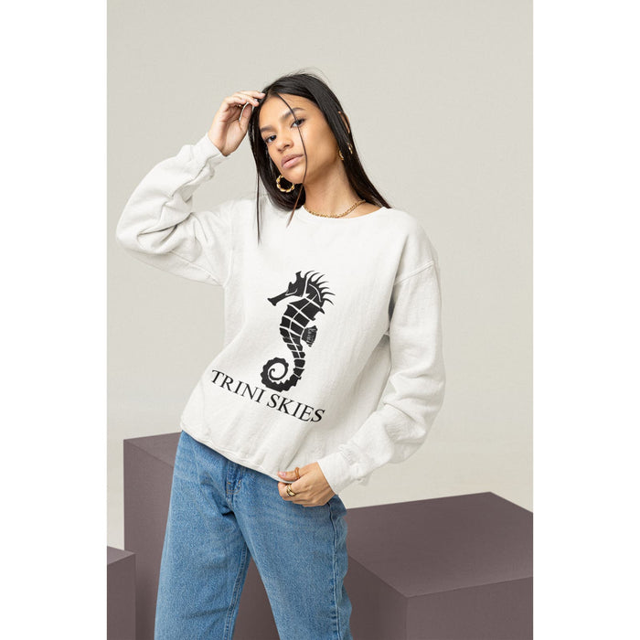 Trini Skies Trini Skies Nautical Seahorse Long Sleeve Graphic Pullover Crewneck Sweatshirt