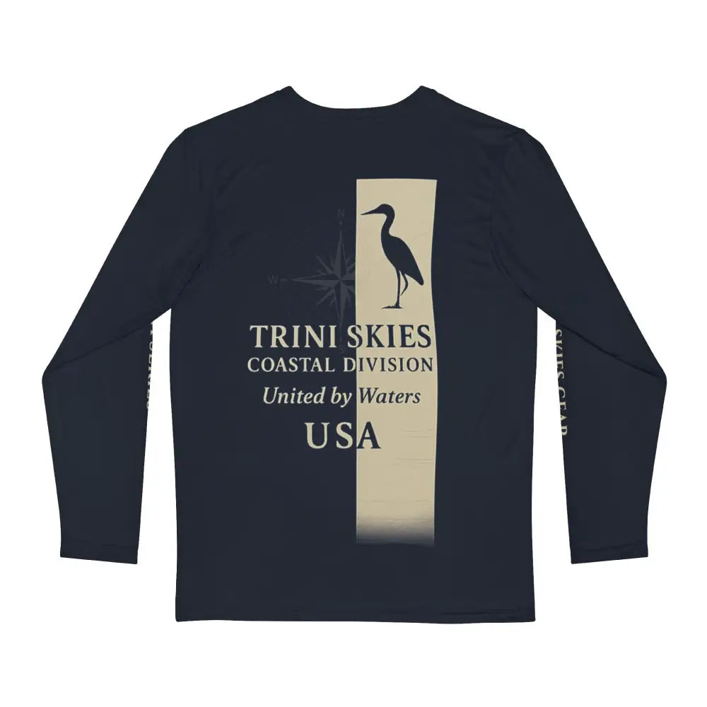 Trini Skies Coastal Division Long Sleeve Fishing Shirt with Heron Graphic