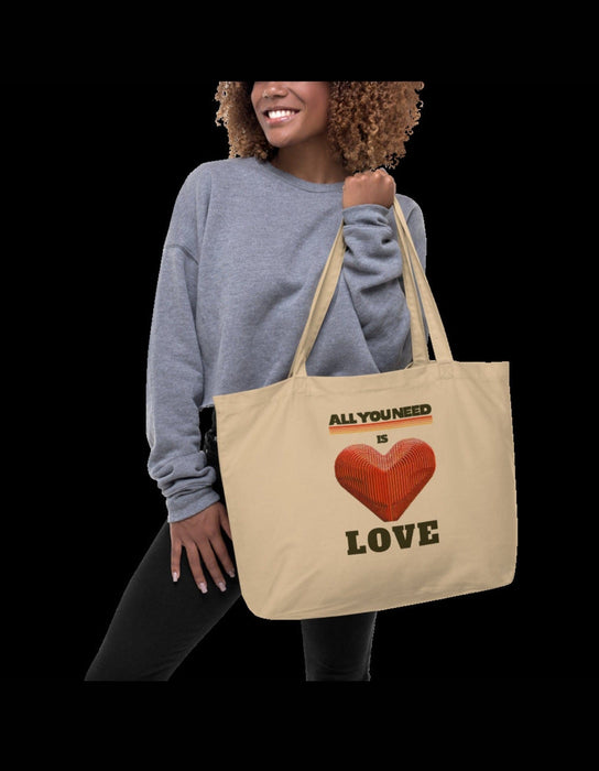 Triniskies All You Need is Love" Organic Cotton Tote Bag: Eco-Friendly Essential for Every Journey!