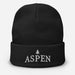 Triniskies Aspen Skiing Embroidered Beanie Winter Hat. Cozy Cotton Blend