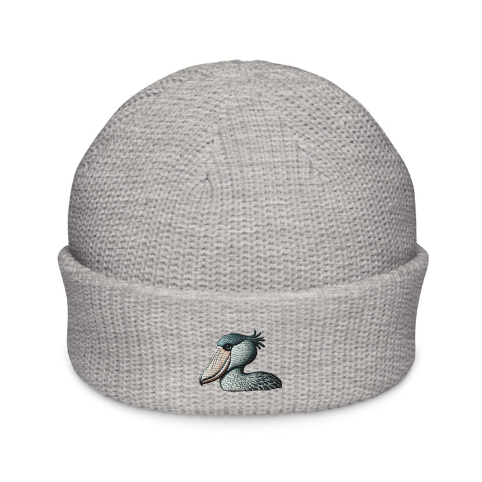 Triniskies  BEANIE Athletic Heather Embroidered Shoebill Stork Fisherman Beanie – Striking Wildlife Knit Hat Bird Hat