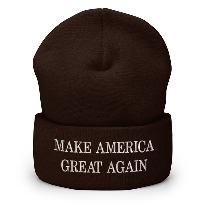 Triniskies  BEANIE Brown Make America Great Again Embroidered Cuffed Beanie Warm Unisex Hat