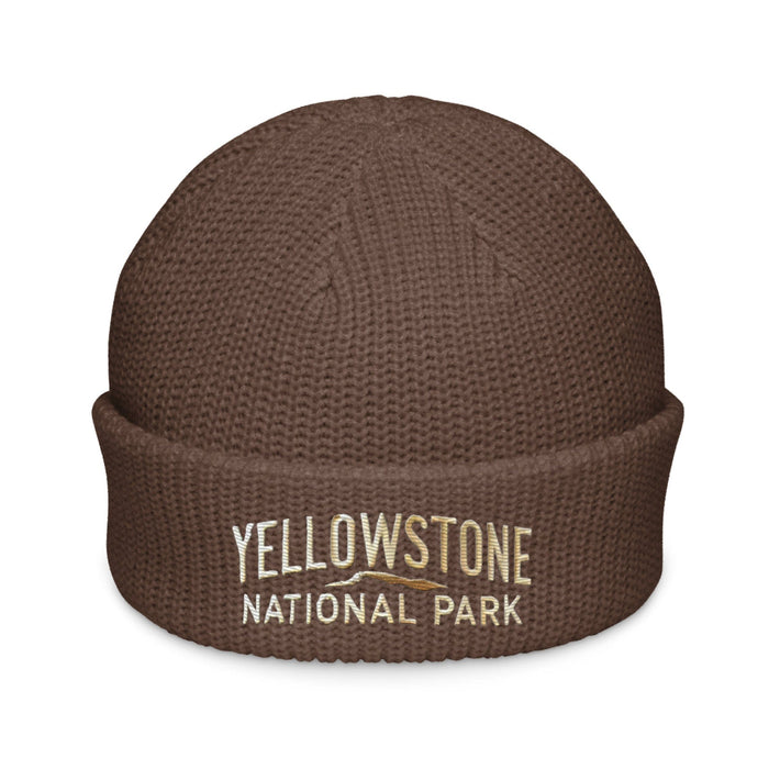 Triniskies  BEANIE Walnut Embroidered Yellowstone National Park Fisherman Beanie | Warm Ribbed Knit Hat