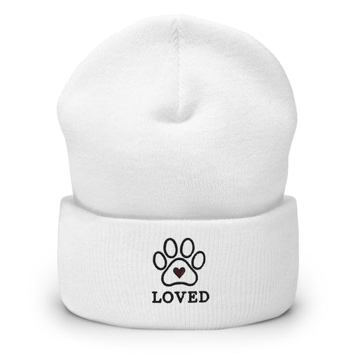 Triniskies  BEANIE White Embroidered Pet Lovers Dog & Cat Cuffed Beanie – Unisex Hypoallergenic Hat