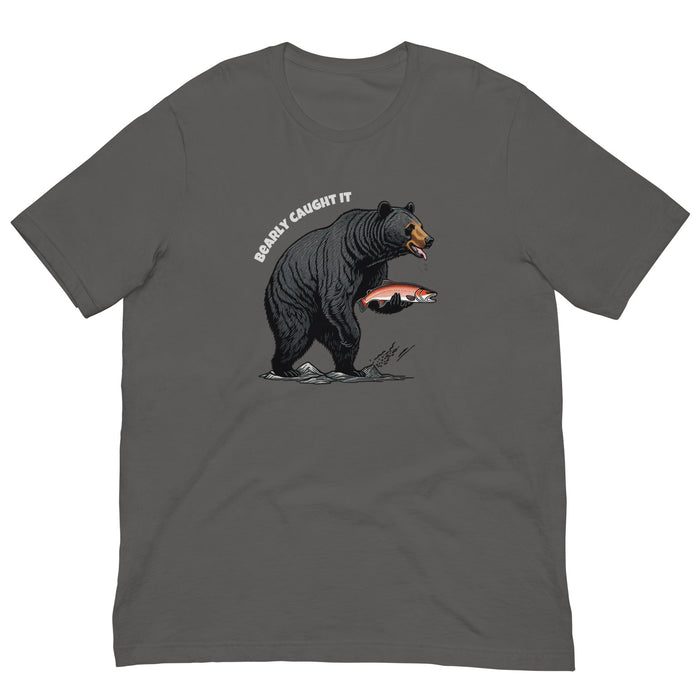 Triniskies Bearly Caught It Black Bear Fishing T-Shirt Comfortable Bella Canvas Tee Fishing Tshirt Camping Nature Hiking Great Gift