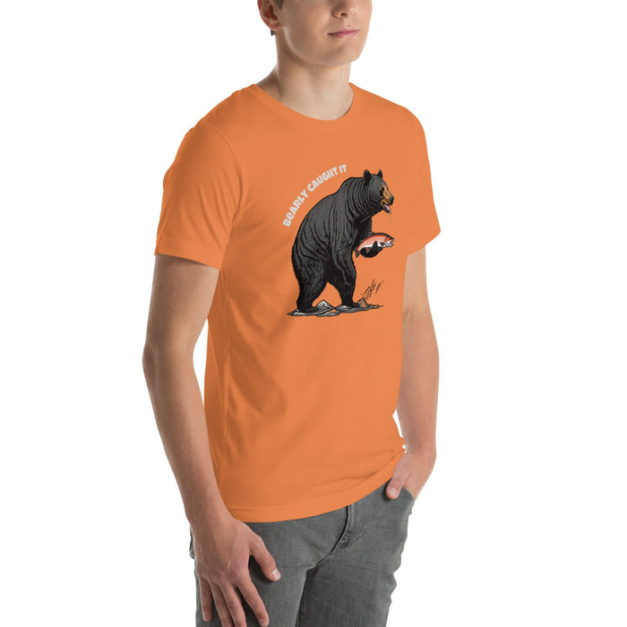 Triniskies Bearly Caught It Black Bear Fishing T-Shirt Comfortable Bella Canvas Tee Fishing Tshirt Camping Nature Hiking Great Gift