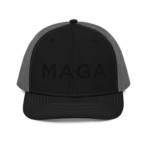 Triniskies  Black / Charcoal MAGA Embroidered Trucker Cap Make America Great Again Richardson 112