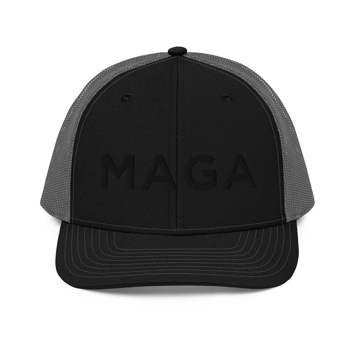 Triniskies  Black / Charcoal MAGA Embroidered Trucker Cap Make America Great Again Richardson 112