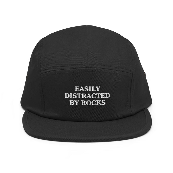 Triniskies  Black Easily Distracted by Rocks Embroidered Five-Panel Camper Cap