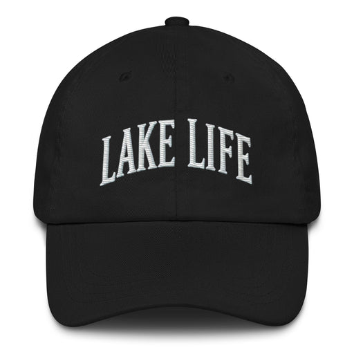 Triniskies Black Embroidered "Lake Life" Dad Hat – Low Profile, Adjustable Strap Mens Gift Womens Gift