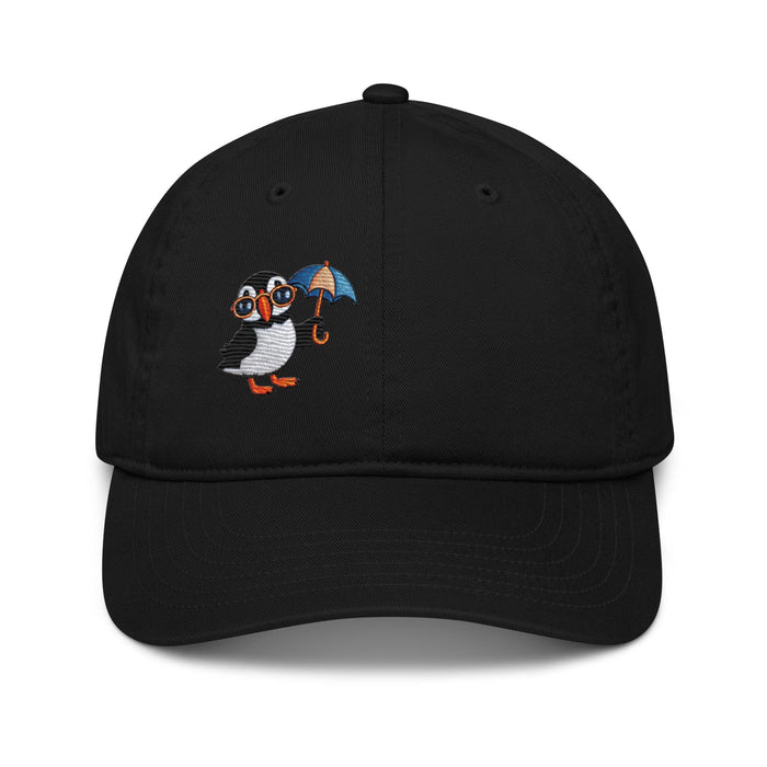 Triniskies  Black Embroidered Playful Puffin Organic Dad Hat - Quirky & Sustainable Style