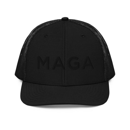 Triniskies  Black MAGA Embroidered Trucker Cap Make America Great Again Richardson 112