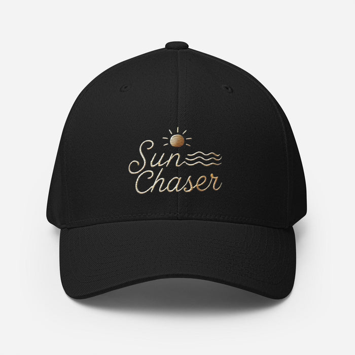 Triniskies Black / S/M Sunchaser Embroidered Structured Twill Cap. Stretch Fit Athletic Hat