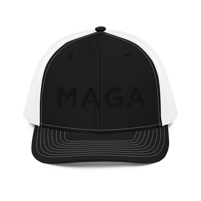 Triniskies  Black / White MAGA Embroidered Trucker Cap Make America Great Again Richardson 112