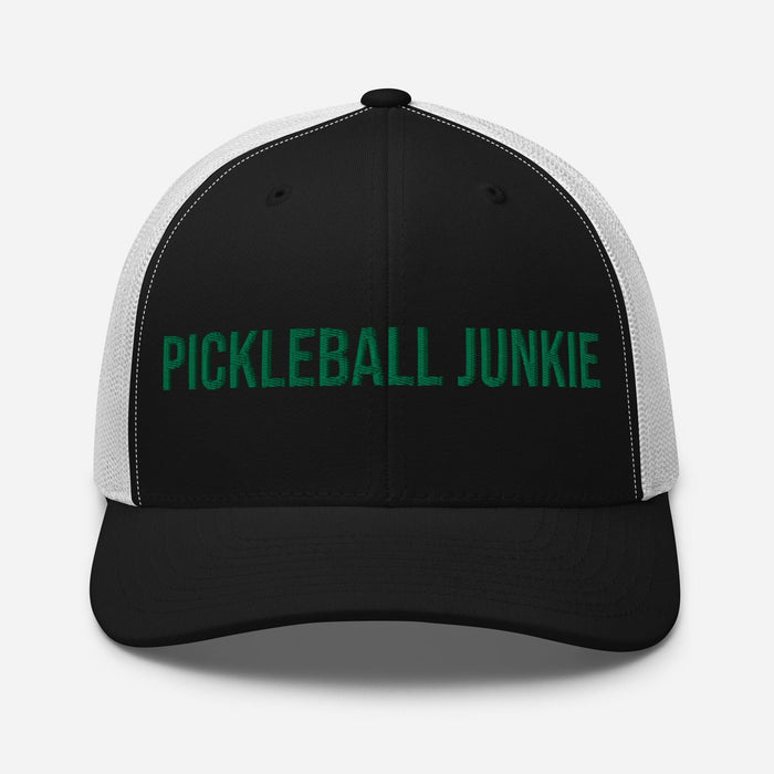 Triniskies Black/ White Pickleball Junkie Embroidered Trucker Cap Classic Six-Panel Mesh Back Hat