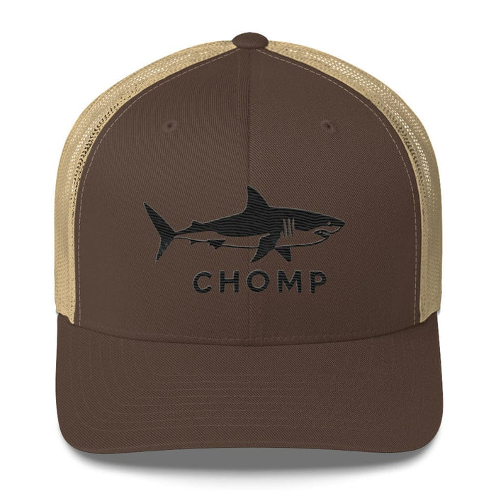 Triniskies Brown/ Khaki Embroidered Shark Mesh Back Trucker Cap