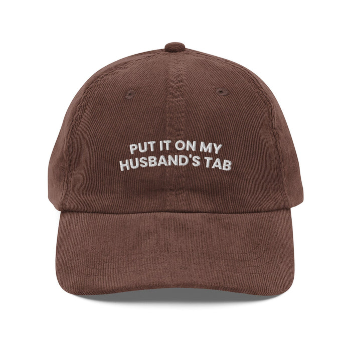 Triniskies  Brown Put It on My Husband's Tab Embroidered Corduroy Cap