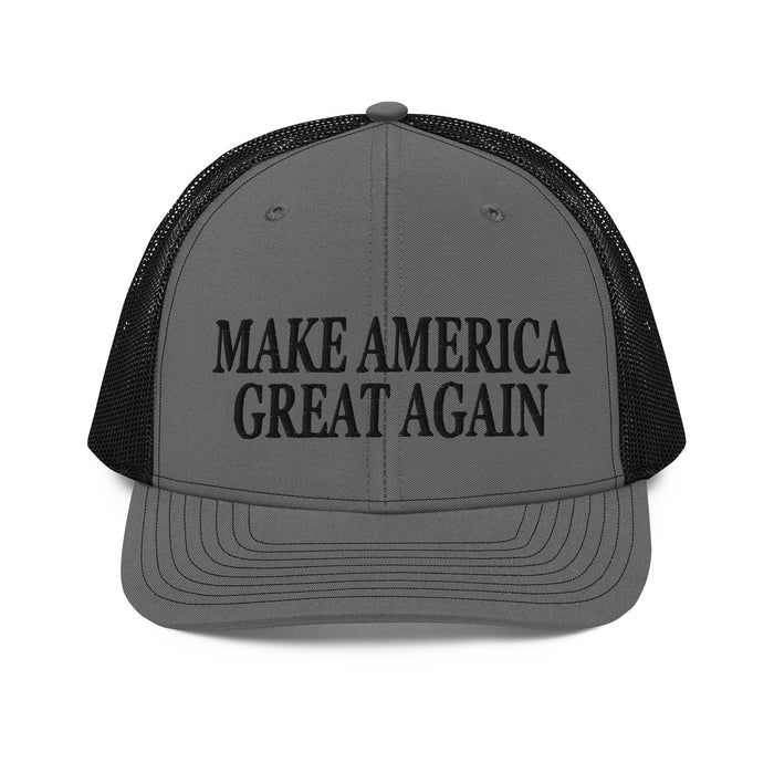 Triniskies  Charcoal/Black Make America Great Again MAGA Embroidered Trucker Cap Richardson 112