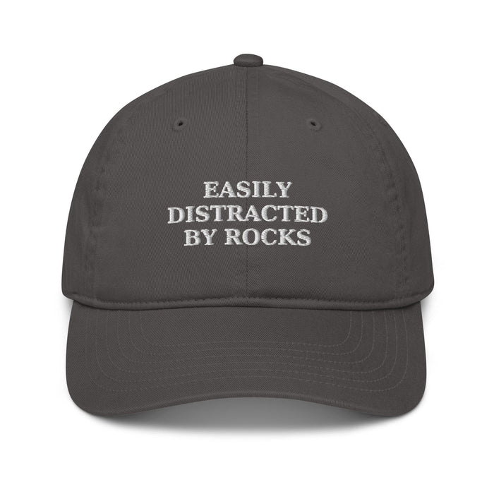 Triniskies  Charcoal Easily Distracted by Rocks Embroidered Organic Cotton Dad Hat