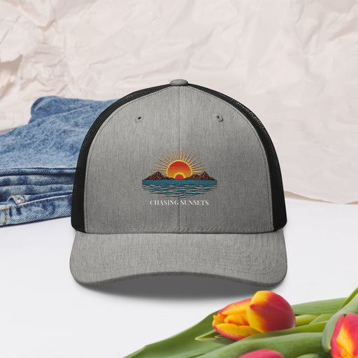 Triniskies Chasing Sunsets Embroidered Trucker Cap - Classic Six-Panel Mesh Back Hat Mens Hat Womens Hat Great Gift Idea