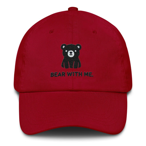 Triniskies Cranberry Embroidered "Black Bear - Bear with Me" Dad Hat, Low Profile Adjustable Cap Great Gift Camping Hat Hiking Hat