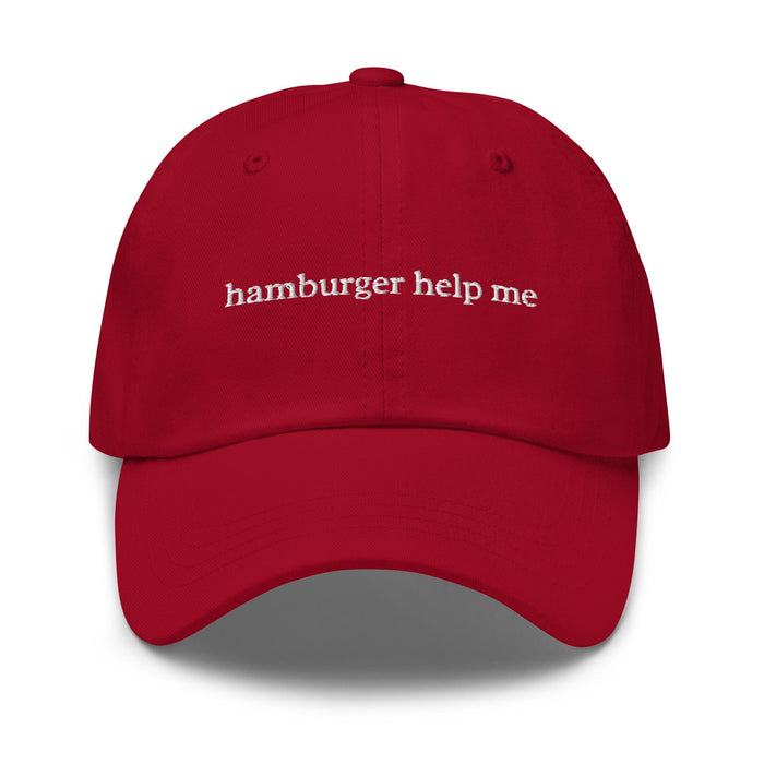 Triniskies  Cranberry Hamburger Help Me Embroidered Dad Hat