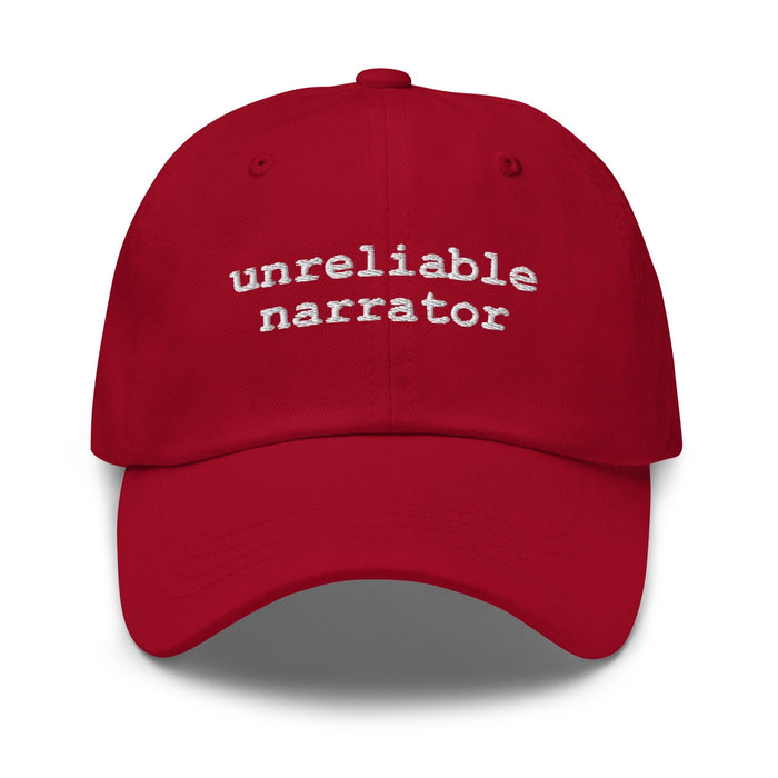 Triniskies  Cranberry Unreliable Narrator Embroidered Cotton Dad Hat for Book Lovers