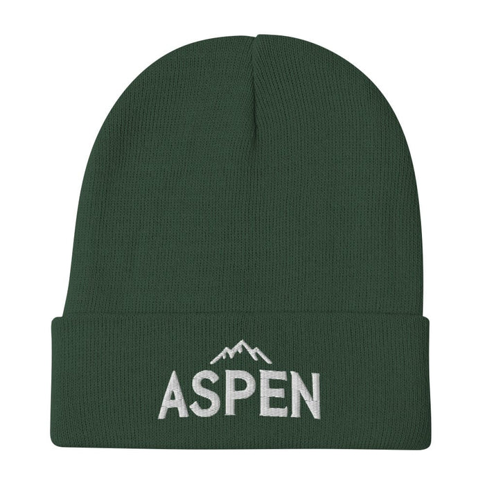 Triniskies Dark green Aspen Embroidered Beanie Cozy Cotton Blend Winter  Ski Hat