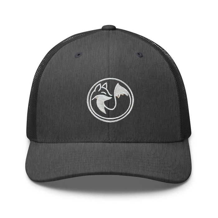 Triniskies  Dark Heather Gray Wild Fox Embroidered Trucker Cap – Trendy and Nature-Friendly