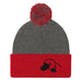 Triniskies Dark Heather Grey/ Red Cozy Embroidered Platypus Pom-Pom Beanie – Warm & Stylish Cold Weather Wildlife Hat