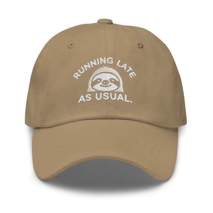 Triniskies Embroidered "Sloth Running Late as Usual" Dad Hat – Low Profile, Adjustable Strap & Curved Visor