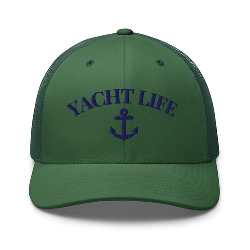 Triniskies  Evergreen Yacht Life Embroidered Trucker Cap Nautical Style for Sun-Kissed Days