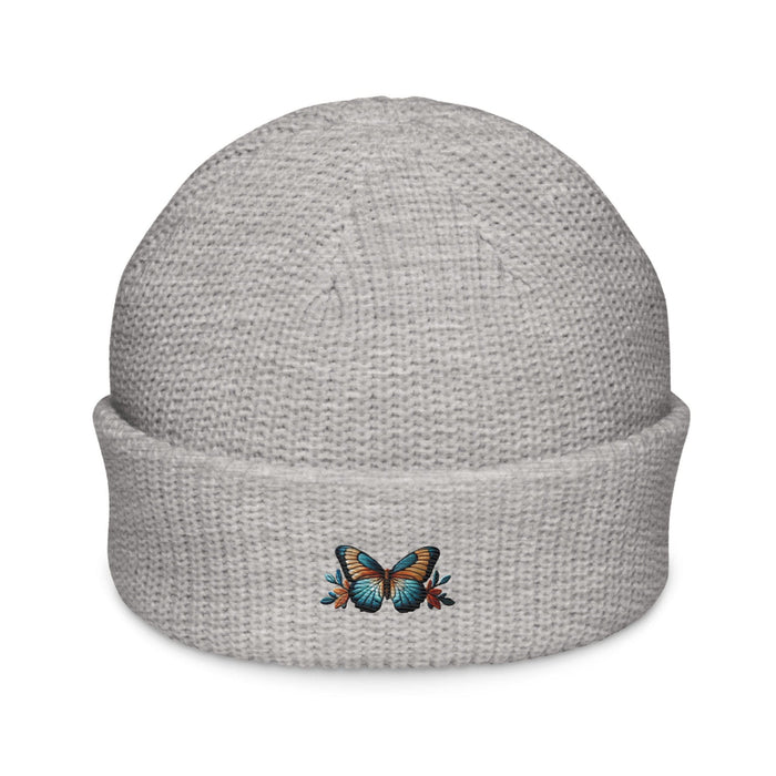 Triniskies  Hats Athletic Heather Embroidered Butterfly Fisherman Beanie Nature-Inspired Cozy Hat