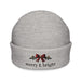 Triniskies  Hats Athletic Heather Embroidered Merry & Bright Christmas Bow Fisherman Beanie | Cozy & Festive