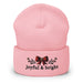 Triniskies  Hats Baby Pink Embroidered Joyful and Bright Christmas Cuffed Beanie | Cozy Holiday Hat