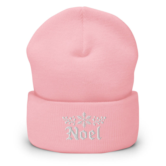 Triniskies  Hats Baby Pink Embroidered Noel Christmas Hat | Cuffed Beanie | Festive & Cozy