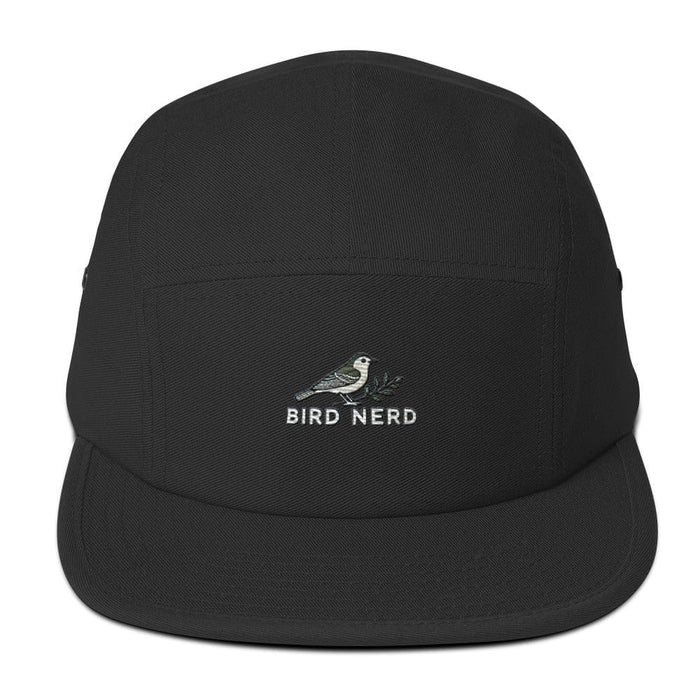 Triniskies  Hats Black Bird Nerd Embroidered Five Panel Cap for Nature Lovers