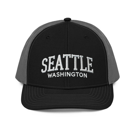 Triniskies  Hats Black / Charcoal Embroidered Seattle Washington Trucker Cap – Adjustable Mid-Profile Hat Richardson 112