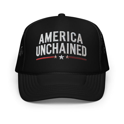 Triniskies  Hats Black Embroidered America Unchained Patriotic Pride Foam Trucker Hat