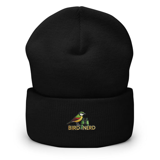 Triniskies  Hats Black Embroidered Bird Hat Bird Nerd Cuffed Beanie – Cozy Unisex Winter Cap