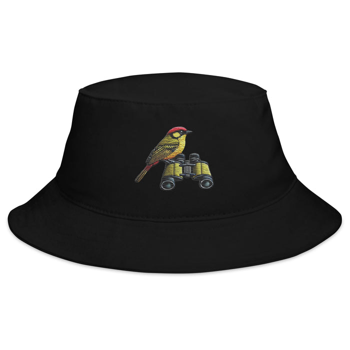 Triniskies  Hats Black Embroidered Bird Watcher Bucket Hat – Cotton Twill Wildlife Hat Bird Hat